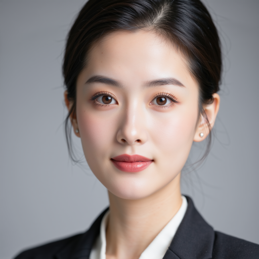 三十八岁左右中年女性头像，穿职业套装，浅灰色背景，专业财务人员形象